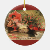 Victoriaans Valentijnsdag Cherub met hart Keramisch Ornament (Achterkant)