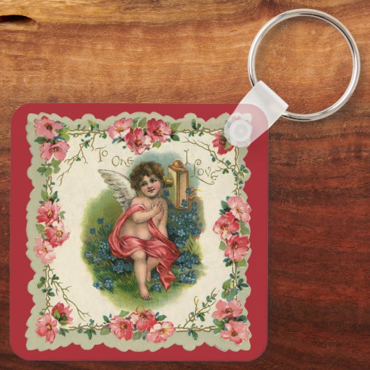 Victoriaans Valentijnsdag Cherub telefonisch Sleutelhanger (Achterkant)