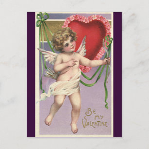  Victoriaans Valentijnsdag Cupid met hart Feestdagenkaart