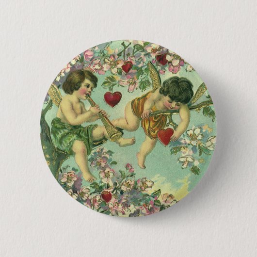 Victoriaans Valentijnsdag Cupids Hartstructuur Ronde Button 5,7 Cm (Voorkant)