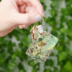  Victoriaans Valentijnsdag Cupids Hartstructuur Sleutelhanger