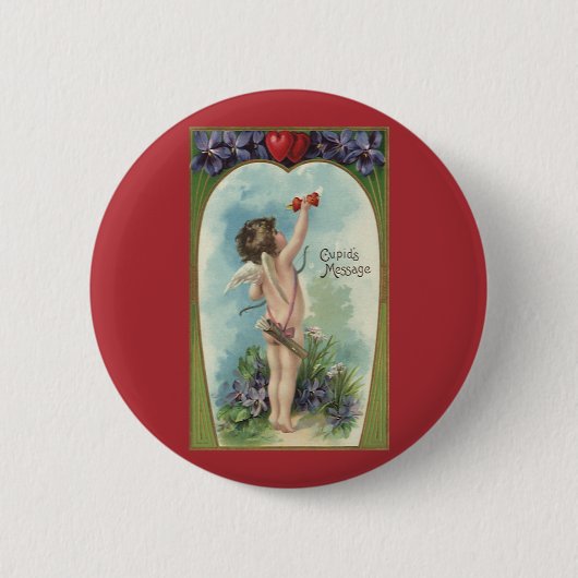  Victoriaans Valentijnsdag, Cupid's Message Ronde Button 5,7 Cm (Voorkant)