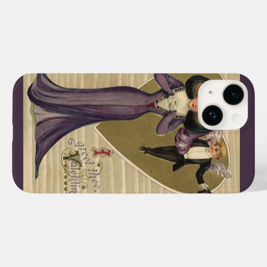  Victoriaans Valentijnsdag, dame in Paars Case-Mate iPhone Case (Achterkant (horizontaal))