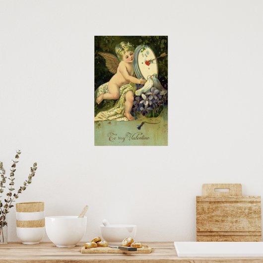Victoriaans Valentijnsdag, Engel Tortelduifjes Poster (Keuken)
