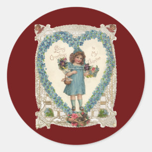  Victoriaans Valentijnsdag, hartslag Ronde Sticker