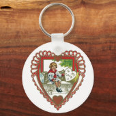 Victoriaans Valentijnsdag, jongen in hart Sleutelhanger (Achterkant)