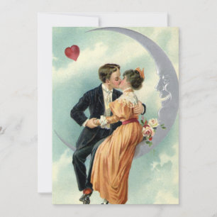 Victoriaans Valentijnsdag Kiss on the Moon Kaart