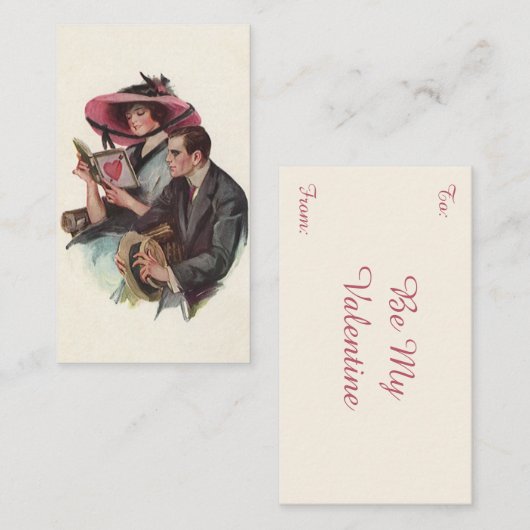 Victoriaans Valentijnsdag Love and Romance Notitiekaartje (Voorkant / Achterkant)