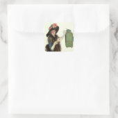  Victoriaans Valentijnsdag Vrouw-liefdesbrief Vierkante Sticker (Tas)