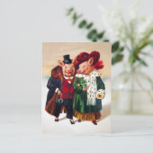 Victoriaans Varkenspaar Briefkaart (Staand voorkant)