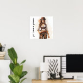 Victoriaans Verve Steampunk Jonge Vrouw Poster (Thuiskantoor)