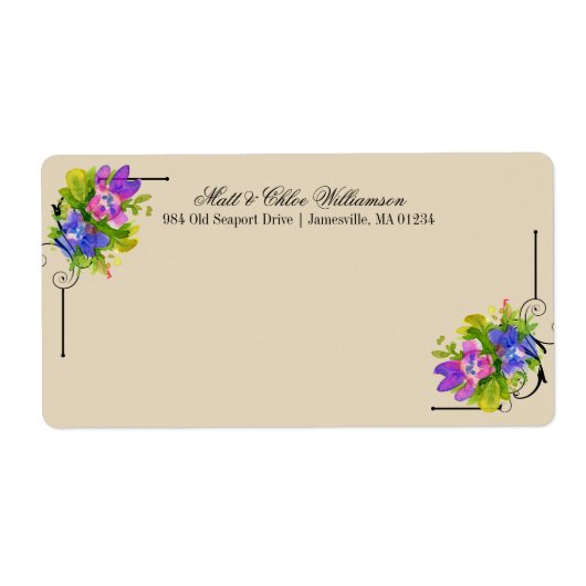 Victoriaans verzendlabels met bloemaccenten etiket (Voorkant)