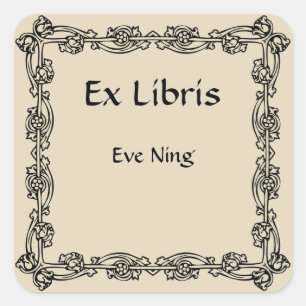 Victoriaans vier Bud Corner Bookplate Vierkante Sticker