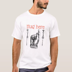 Victoriaans  vinger wijzende hand knuffel hier t-shirt