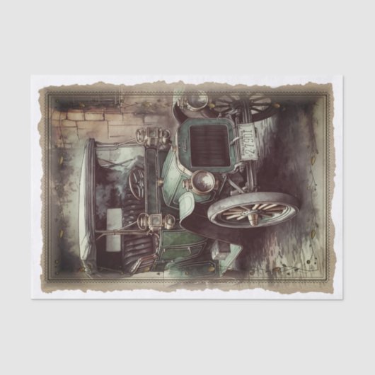 Victoriaans Vintage Auto Decoupage Tissuepapier (Voorkant)