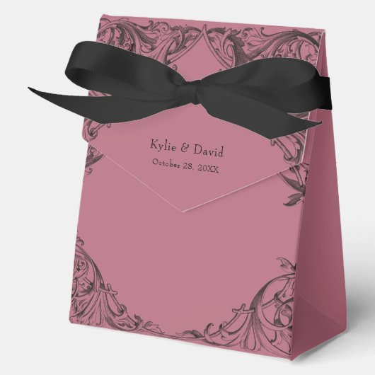 Victoriaans vleermuis tot de dood Black & Wine Wed Bedankdoosjes (Voorkant)