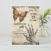 Victoriaans vlinder | Skelet | Gotische Halloween Kaart (Staand voorkant)