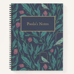 Victoriaans  vogel in tuinschets en notities notitieboek