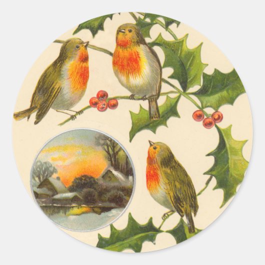 Victoriaans Vogel Kerst stickers (Voorkant)