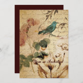 Victoriaans vogel Parijs Botanisch Roos Kaart (Voorkant / Achterkant)