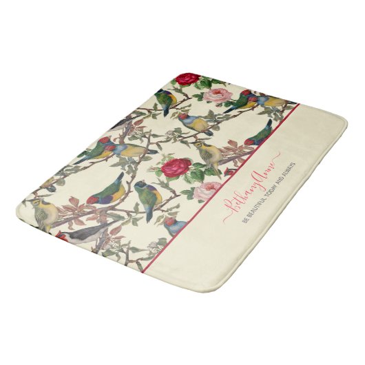 Victoriaans Vogels en Rozen  Patroon Retro Badmat (Gekanteld)