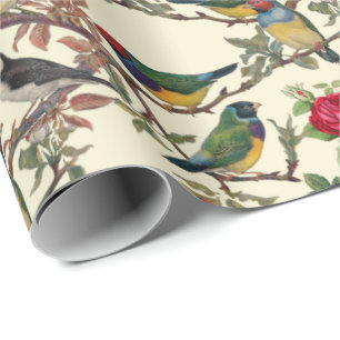 Victoriaans Vogels en Rozen Scrapbook Chintzy Retr Cadeaupapier