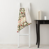 Victoriaans vogels en Rozen  stijl Rood crème Sherpa Deken (In situ)