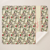 Victoriaans vogels en Rozen  stijl Rood crème Sherpa Deken (Voorkant (horizontaal))