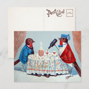 Victoriaans Vogels met Wijn Briefkaart