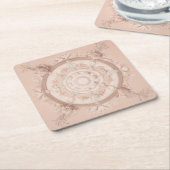 Victoriaans voorjaar, poederroze, vierkante kartonnen onderzetter (Schuin)