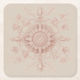 Victoriaans voorjaar, zacht roze vierkante kartonnen onderzetter