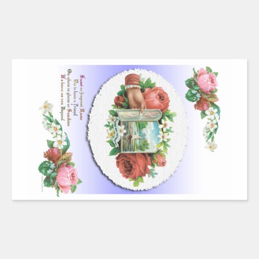 Victoriaans Vriendschap Rozen Schroot Art Rechthoekige Sticker (Voorkant)
