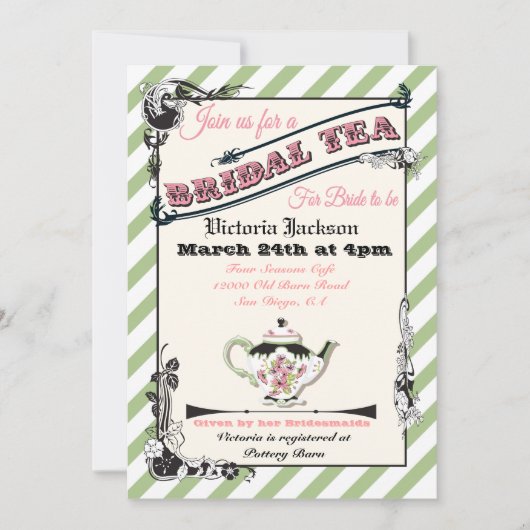 Victoriaans Vrijgezellenfeest Tea Party Kaart (Voorkant)