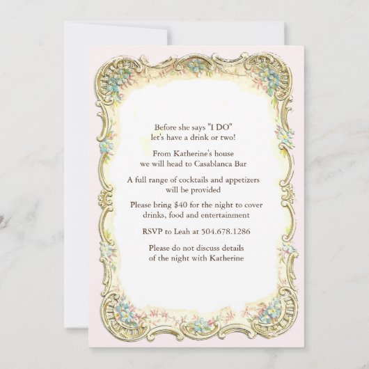 Victoriaans vrijgezellenuitnodiging Kaart (Achterkant)