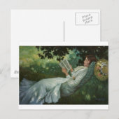 Victoriaans Vrouw die een Boek lezen Briefkaart (Voorkant / Achterkant)