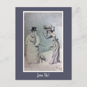 Victoriaans vrouw en antropomorfe Snowman Kaart