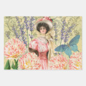 Victoriaans vrouw in rode kleurrijke Mode Inpakpapier Vel (Voorkant 2)