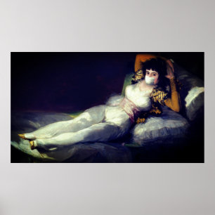 Victoriaans vrouw in virusmaskerrenaissenschilderi poster