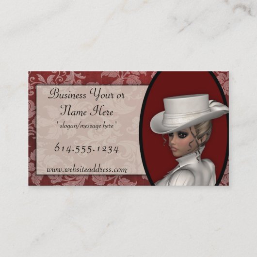 Victoriaans vrouw in witte Visitekaartjes (Voorkant)