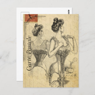Victoriaans Vrouw Kleding in Korset Briefkaart