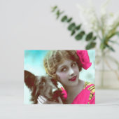 Victoriaans Vrouw met het Briefkaart van de Hond (Staand voorkant)