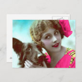 Victoriaans Vrouw met het Briefkaart van de Hond (Voorkant / Achterkant)