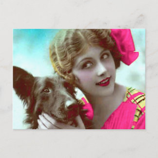 Victoriaans Vrouw met het Briefkaart van de Hond