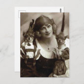 Victoriaans Vrouw met honden Briefkaart (Voorkant / Achterkant)