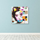 Victoriaans Vrouw Papier Collage Effect Kunst Canvas Afdruk (Insitu (Houten vloer))