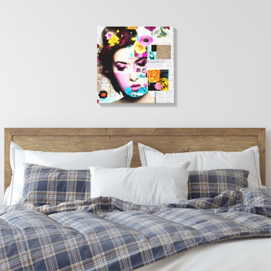 Victoriaans Vrouw Papier Collage Effect Kunst Canvas Afdruk (Insitu (Slaapkamer))
