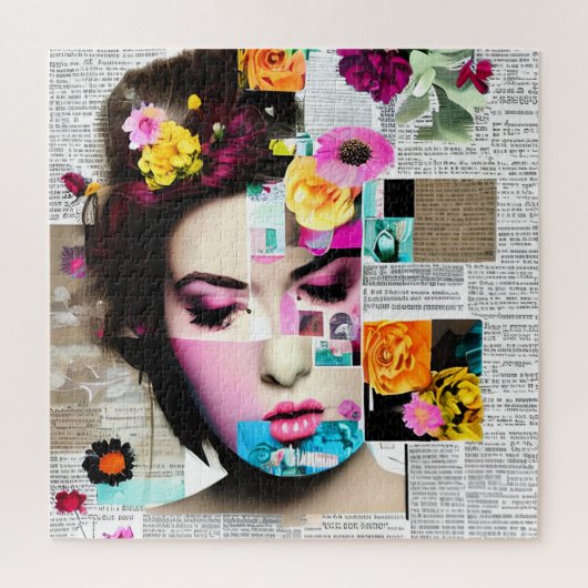 Victoriaans Vrouw Papier Collage Effect Kunst Legpuzzel (Verticaal)