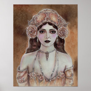 Victoriaans vrouw sepia kleurd poster door Renee