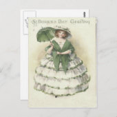 Victoriaans Vrouw St Patrick's Day Kaart (Voorkant / Achterkant)