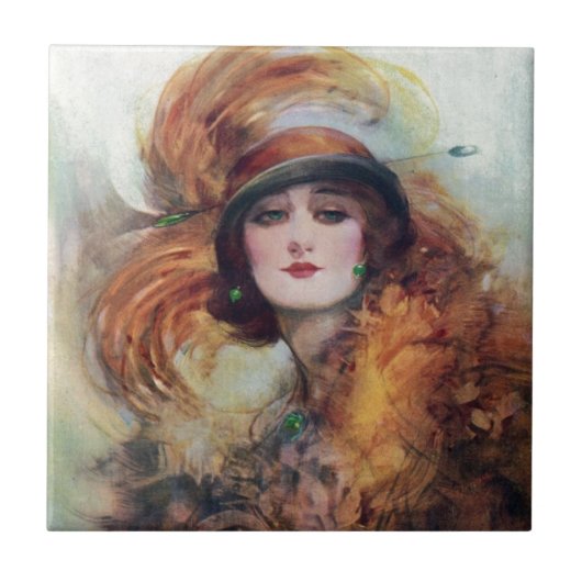 Victoriaans vrouw tegeltje (Voorkant)